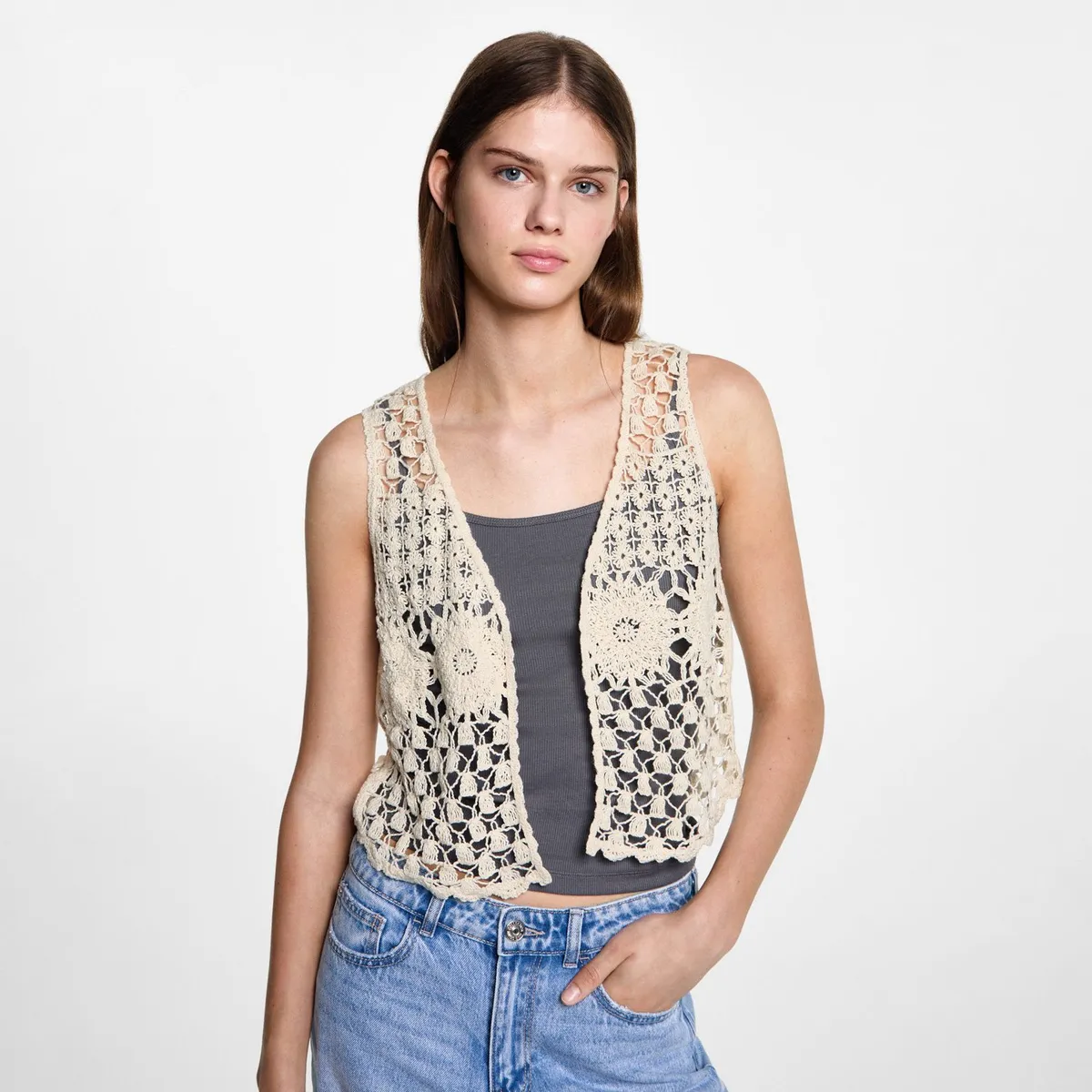 MANGO TEEN - Chaleco Crochet Mujer Mango Teen