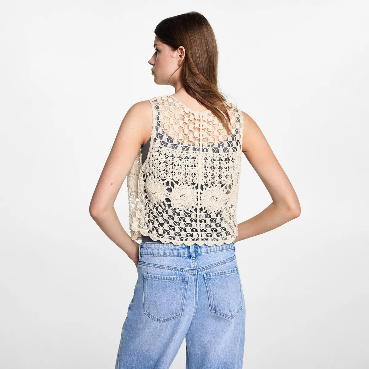 MANGO TEEN - Chaleco Crochet Mujer Mango Teen