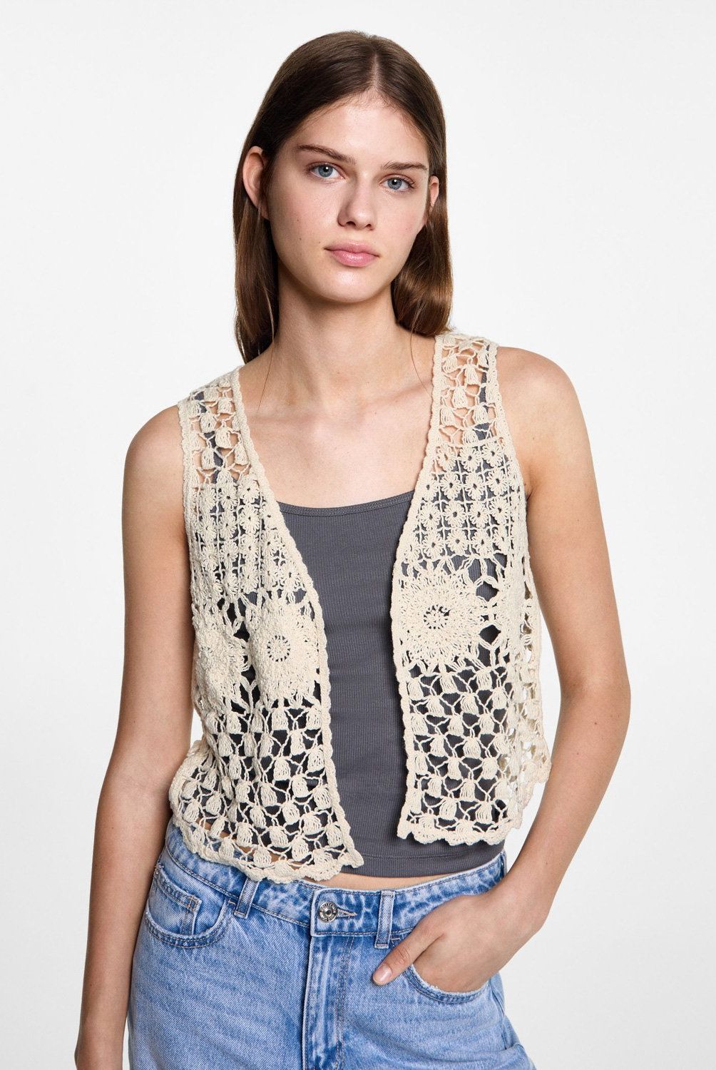 MANGO TEEN - Chaleco Crochet Mujer Mango Teen