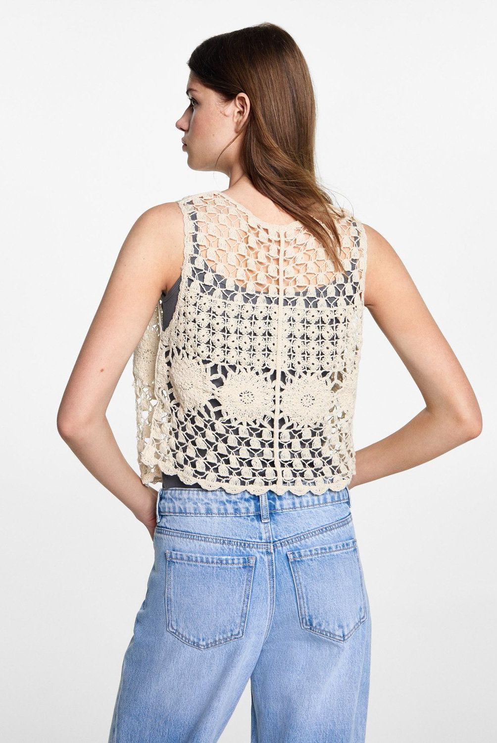 MANGO TEEN - Chaleco Crochet Mujer Mango Teen