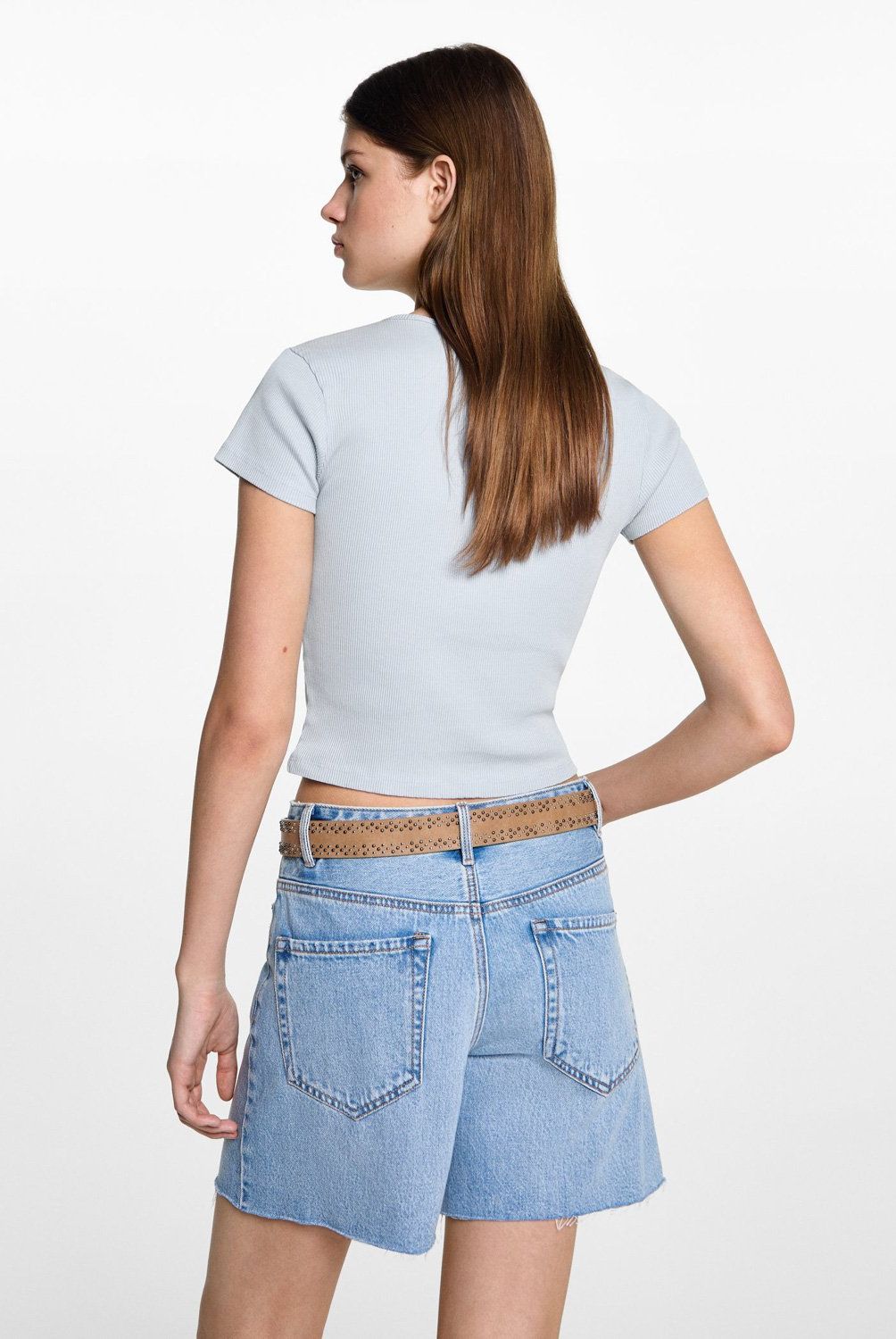 MANGO TEEN - Polera Cuello Pico Mujer Mango Teen