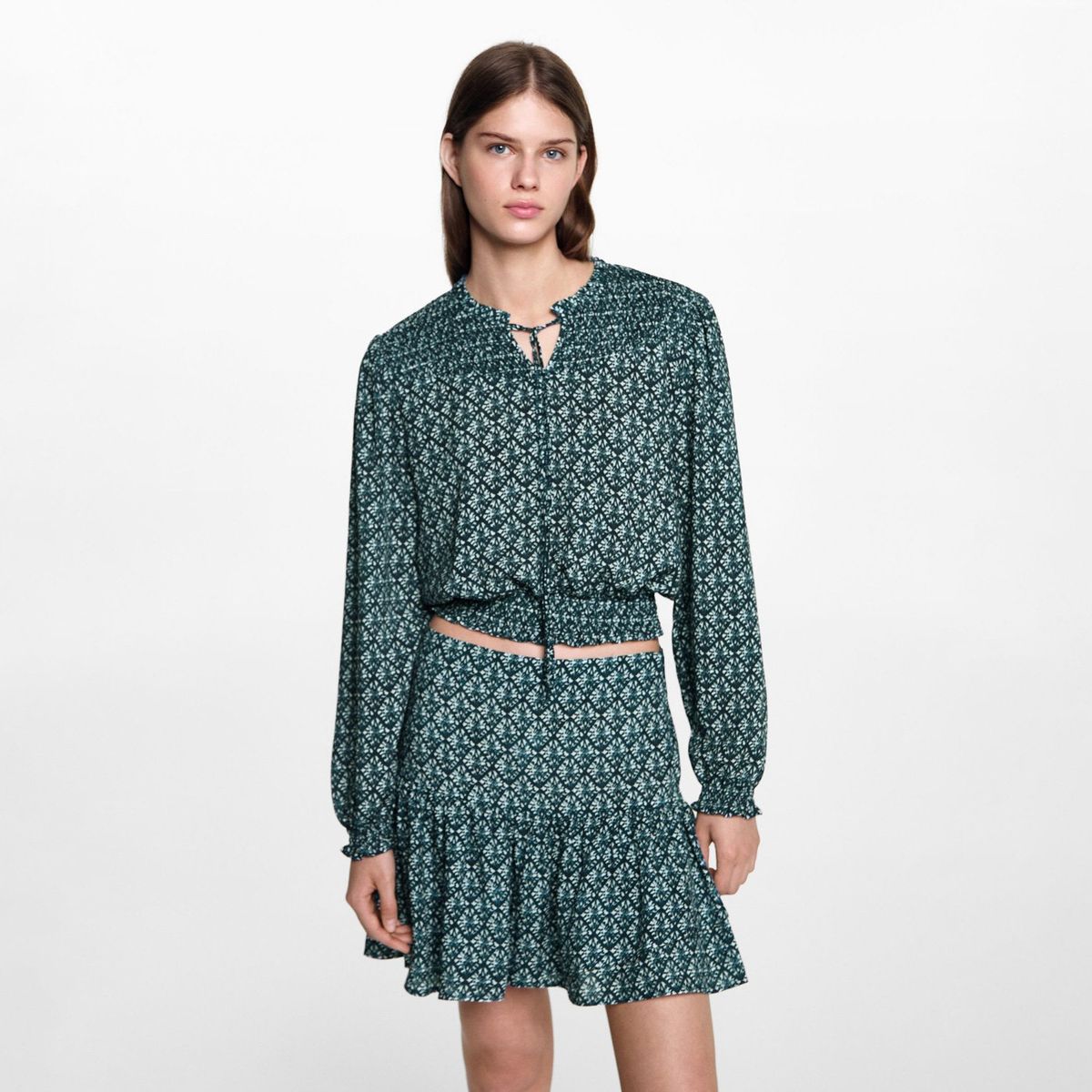 MANGO TEEN - Falda Estampada Volante Mujer Mango Teen