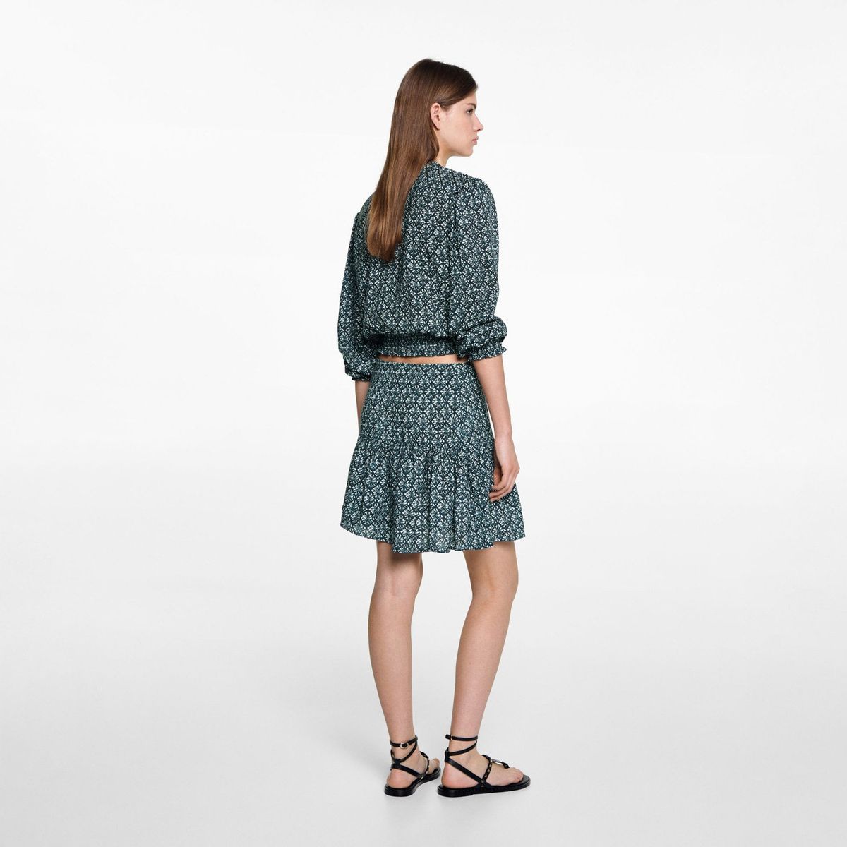 MANGO TEEN - Falda Estampada Volante Mujer Mango Teen