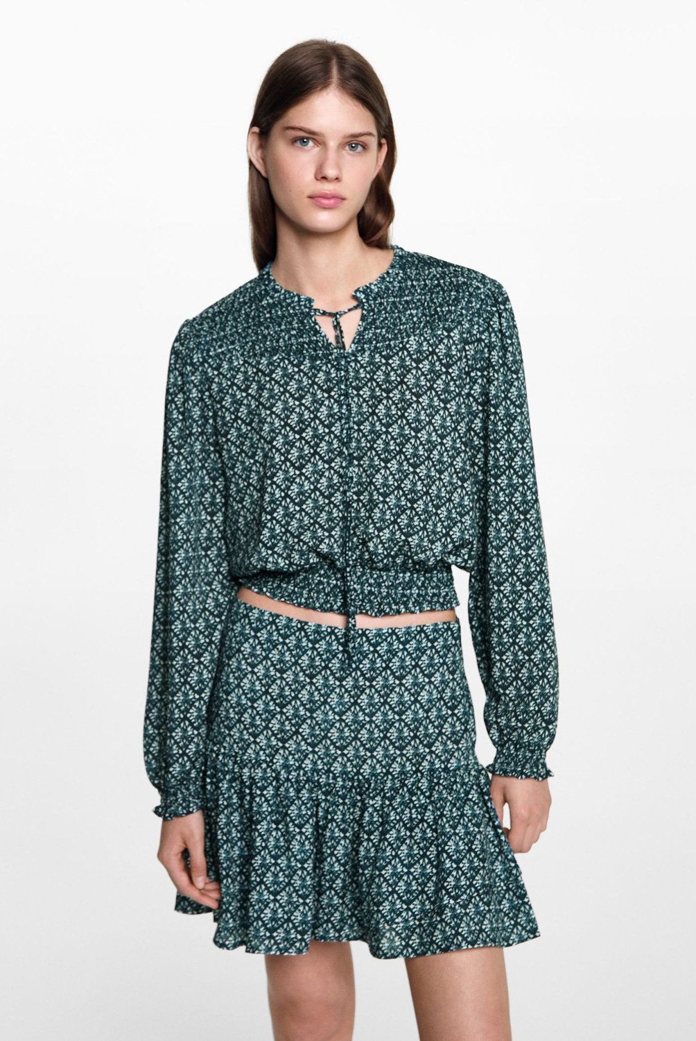 MANGO TEEN - Falda Estampada Volante Mujer Mango Teen