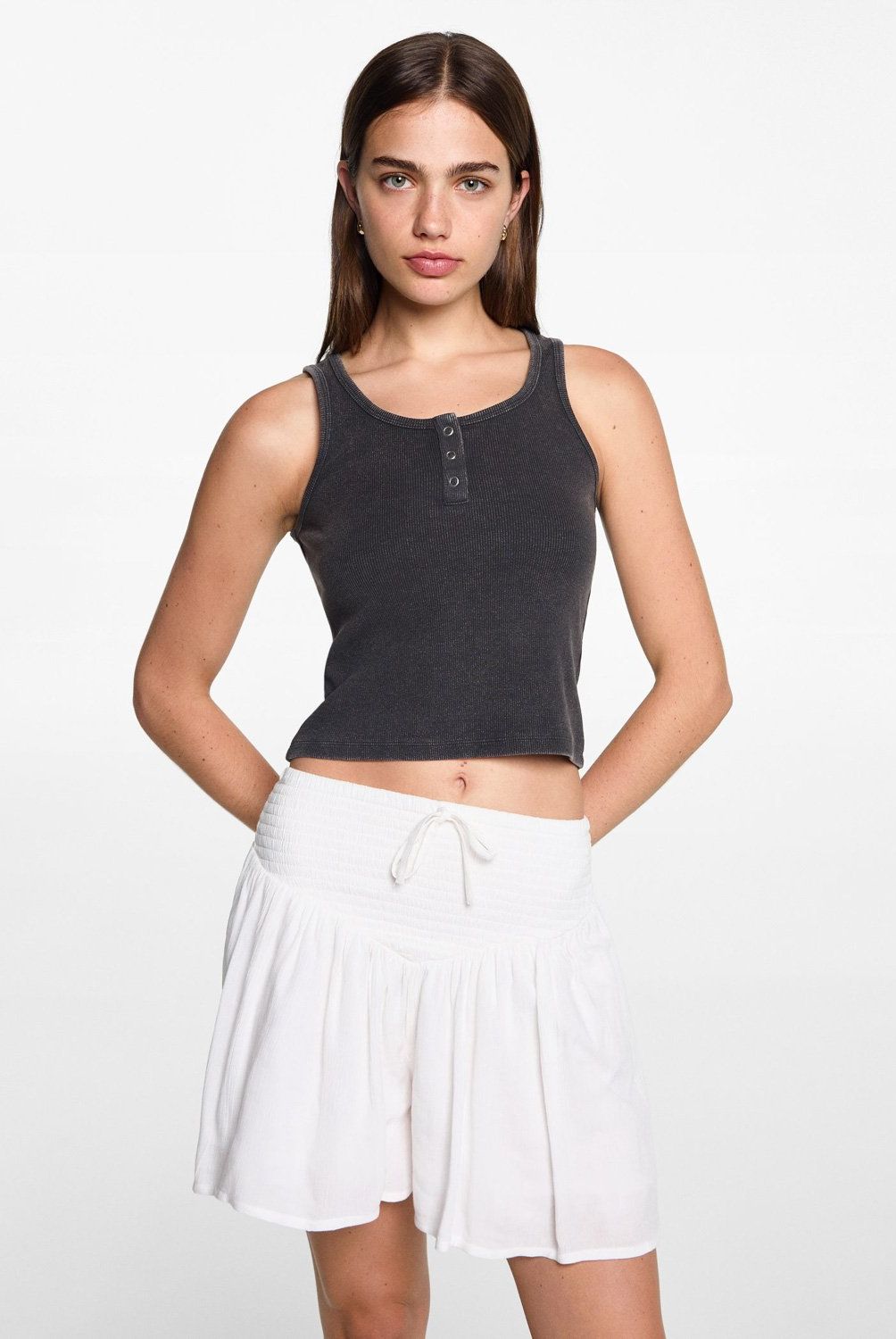 MANGO TEEN - Top Canalé Algodón Mujer Mango Teen