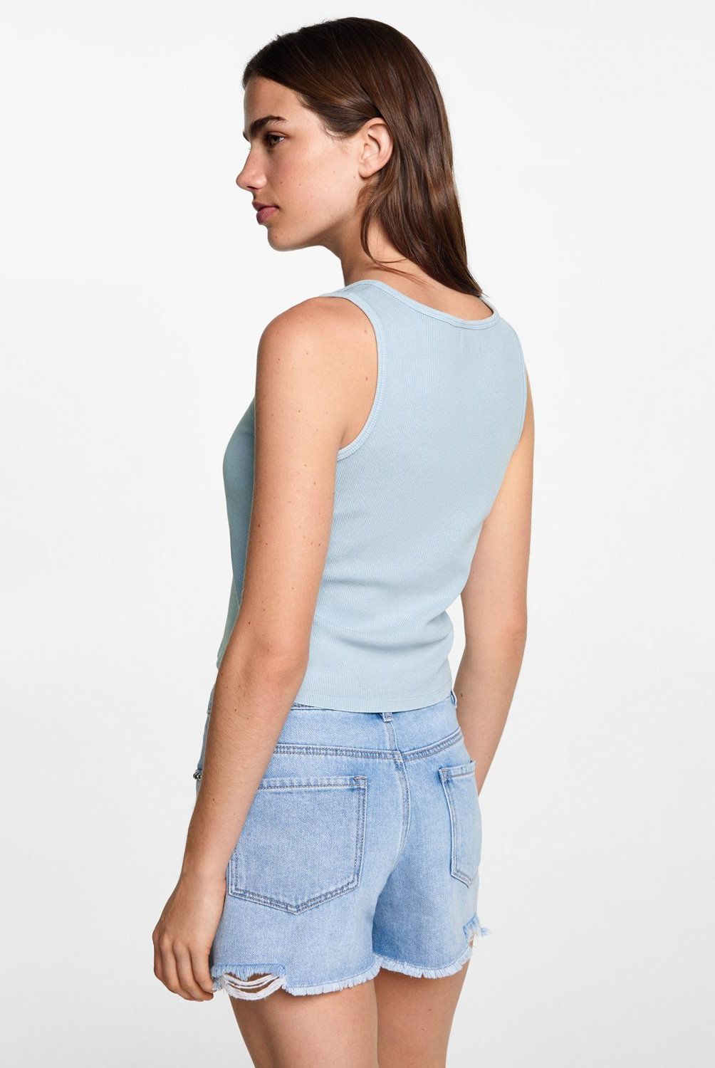 MANGO TEEN - Top Canalé Algodón Mujer Mango Teen