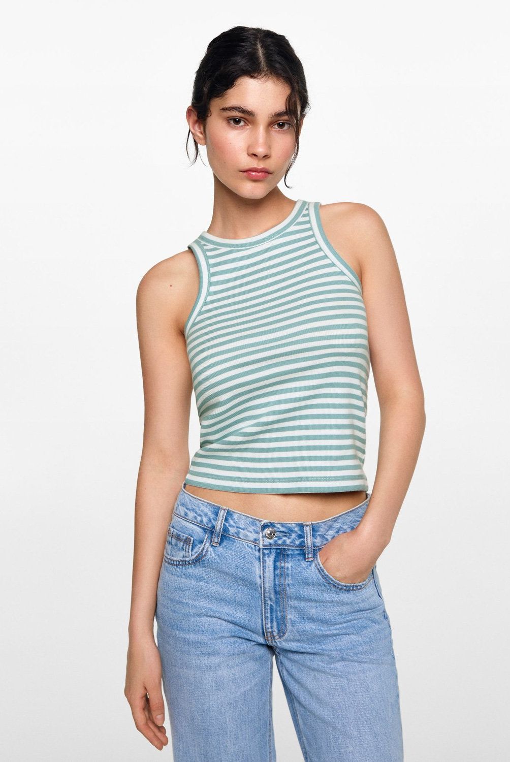MANGO TEEN - Top Canalé Algodón Mujer Mango Teen