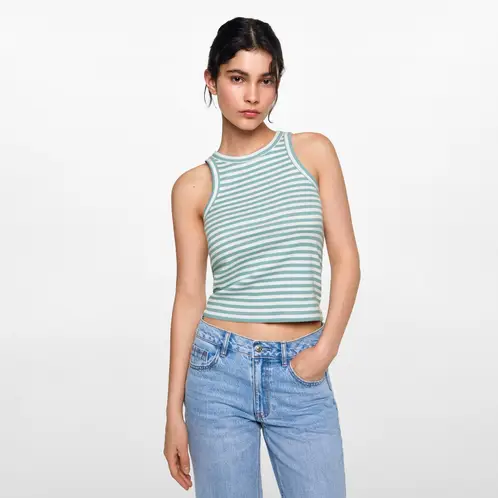 MANGO TEEN - Top Canalé Algodón Mujer
