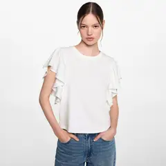 MANGO TEEN - Polera Algodón Volantes Mujer