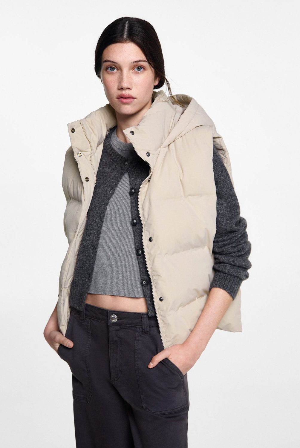 MANGO TEEN - Chaqueta Acolchado Capucha Mujer Mango Teen