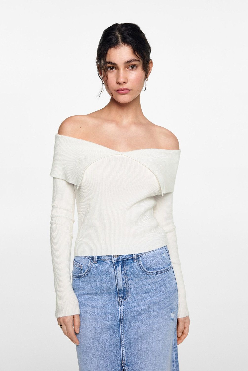 MANGO TEEN - Sweater Punto Hombros Descubiertos Mujer Mango Teen