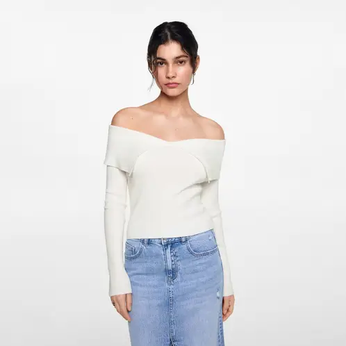 MANGO TEEN - Sweater Punto Hombros Descubiertos Mujer