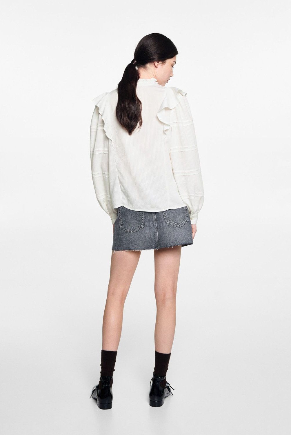 MANGO TEEN - Blusa Volantes Relieve Mujer Mango Teen