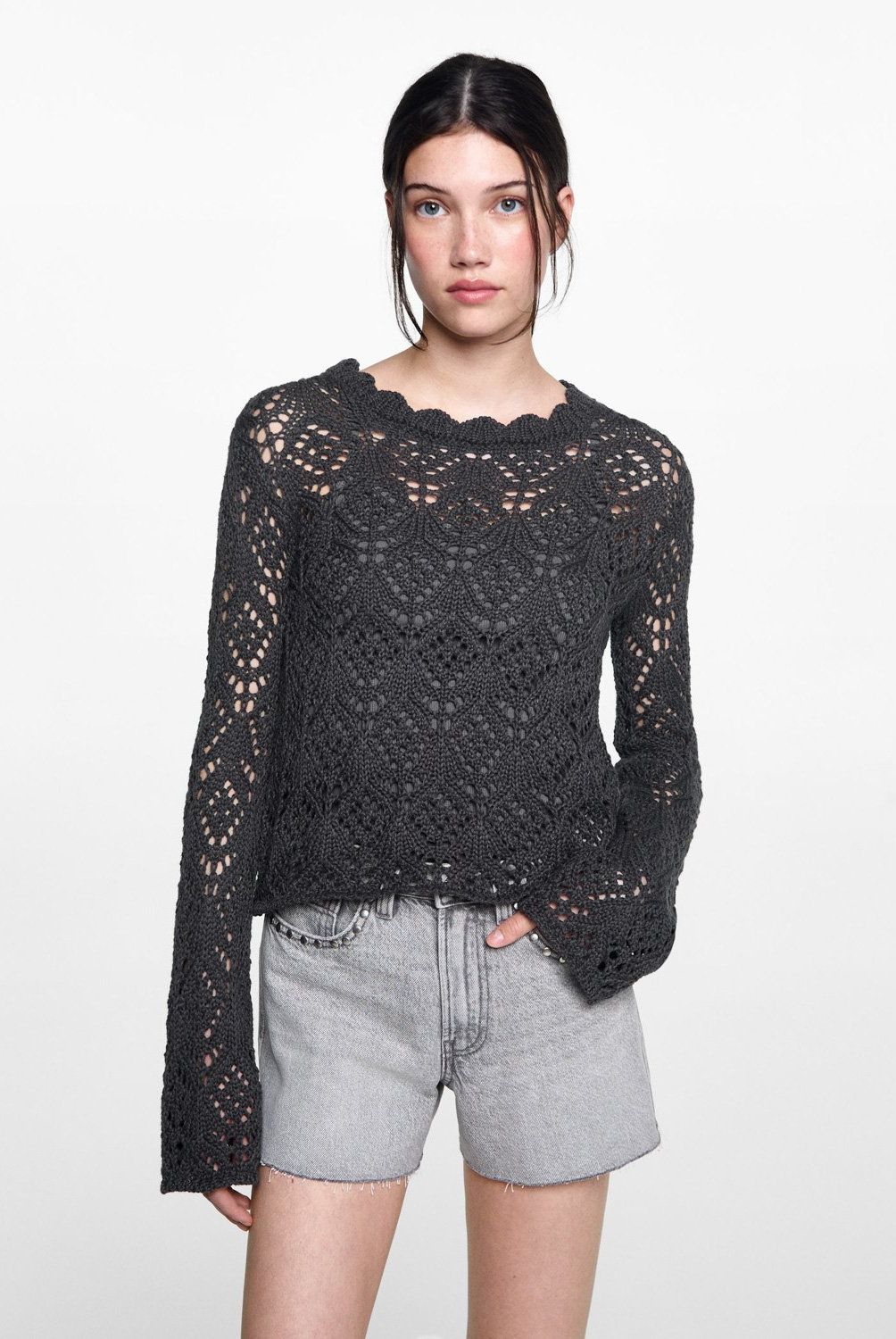 MANGO TEEN - Sweater Punto Calado Mujer Mango Teen