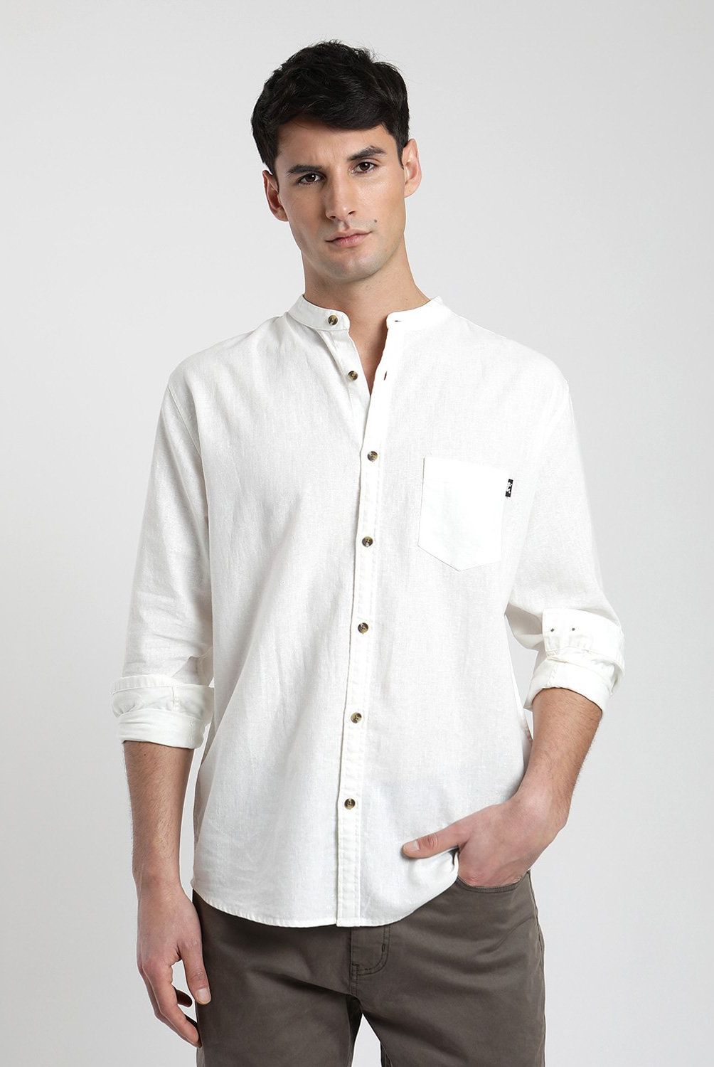 FROENS - Camisa Manga Larga Lino Hombre Froens