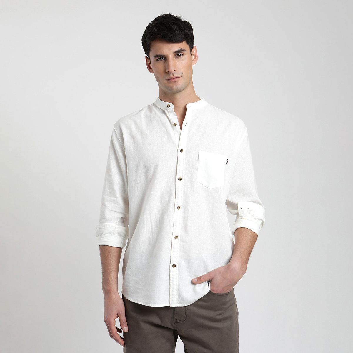 FROENS - Camisa Manga Larga Lino Hombre Froens