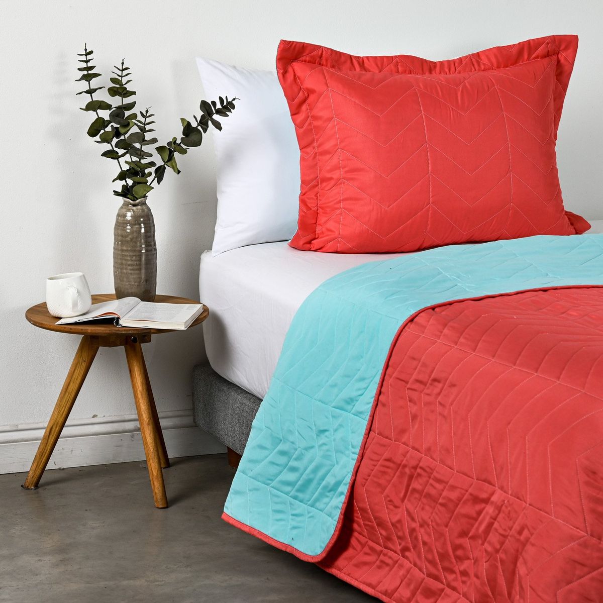 AMERICAN FAMILY - Cubrecama Reversible Coral Menta American Family