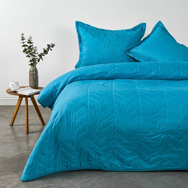 AMERICAN FAMILY - Quilt Microfibra Turquesa Gris American Family