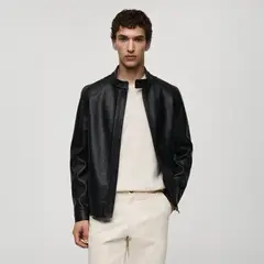 MANGO MAN - Chaqueta Efecto Piel Cremallera Hombre