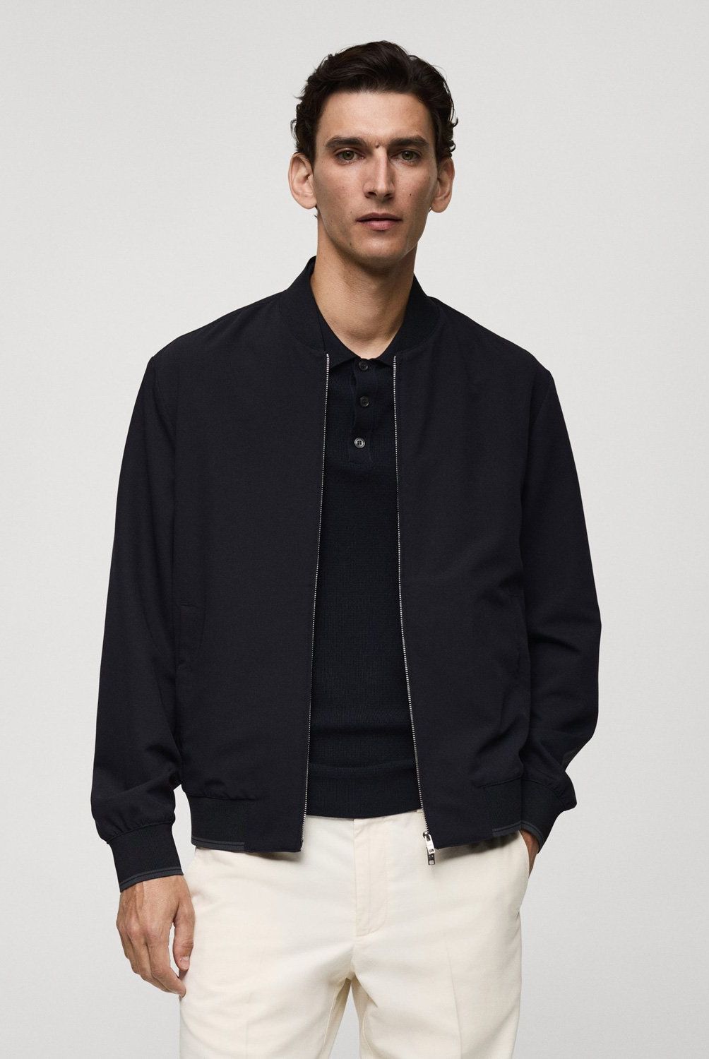 MANGO MAN - Chaqueta Bomber Tejido Strech Hombre Mango Man