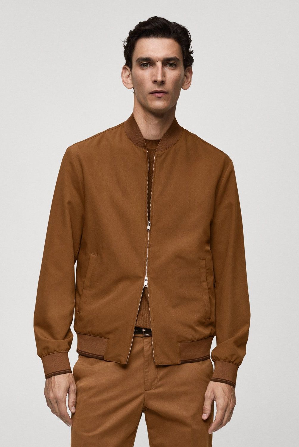 MANGO MAN - Chaqueta Bomber Tejido Strech Hombre Mango Man