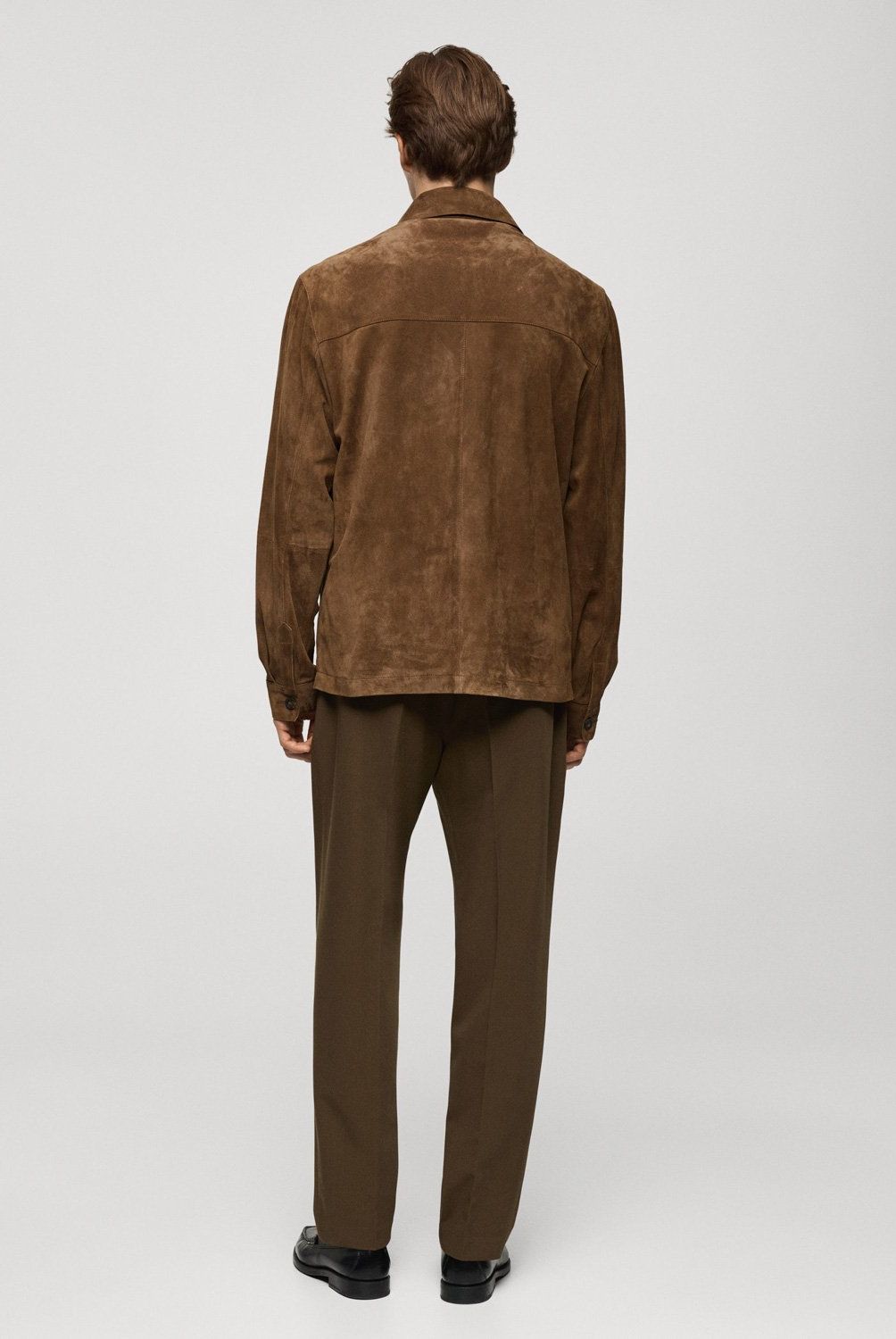 MANGO MAN - Chaqueta 100% Piel Ante Bolsillos Hombre Mango Man