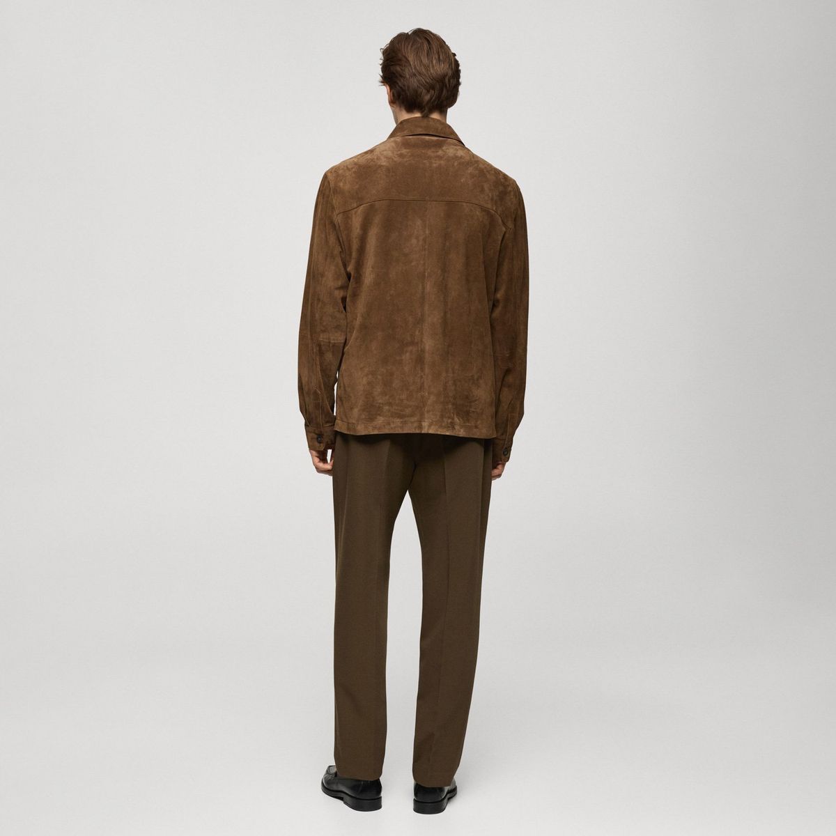 MANGO MAN - Chaqueta 100% Piel Ante Bolsillos Hombre Mango Man