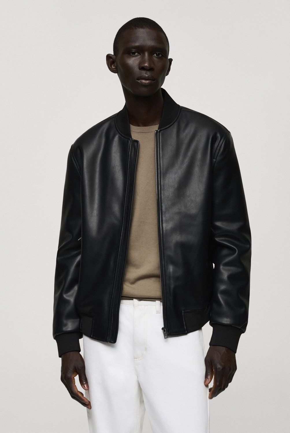 MANGO MAN - Chaqueta Bomber Efecto Piel Hombre Mango Man