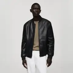 MANGO MAN - Chaqueta Bomber Efecto Piel Hombre
