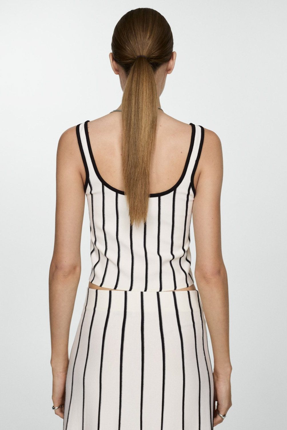 MANGO - Top Crop Punto Rayas Mujer Mango