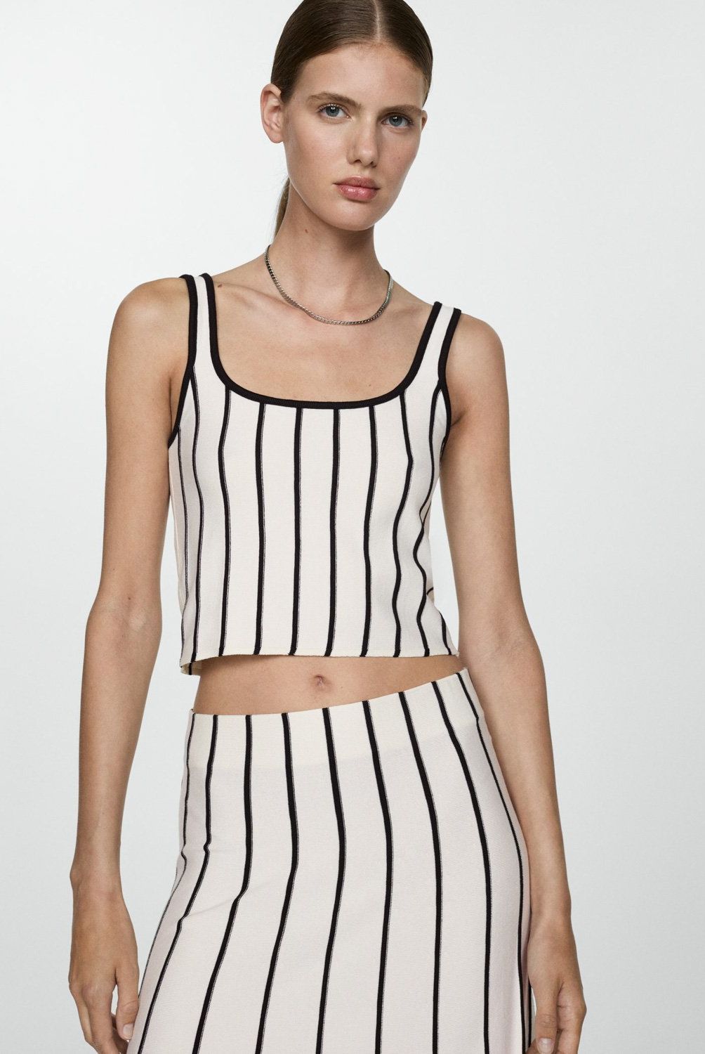 MANGO - Top Crop Punto Rayas Mujer Mango