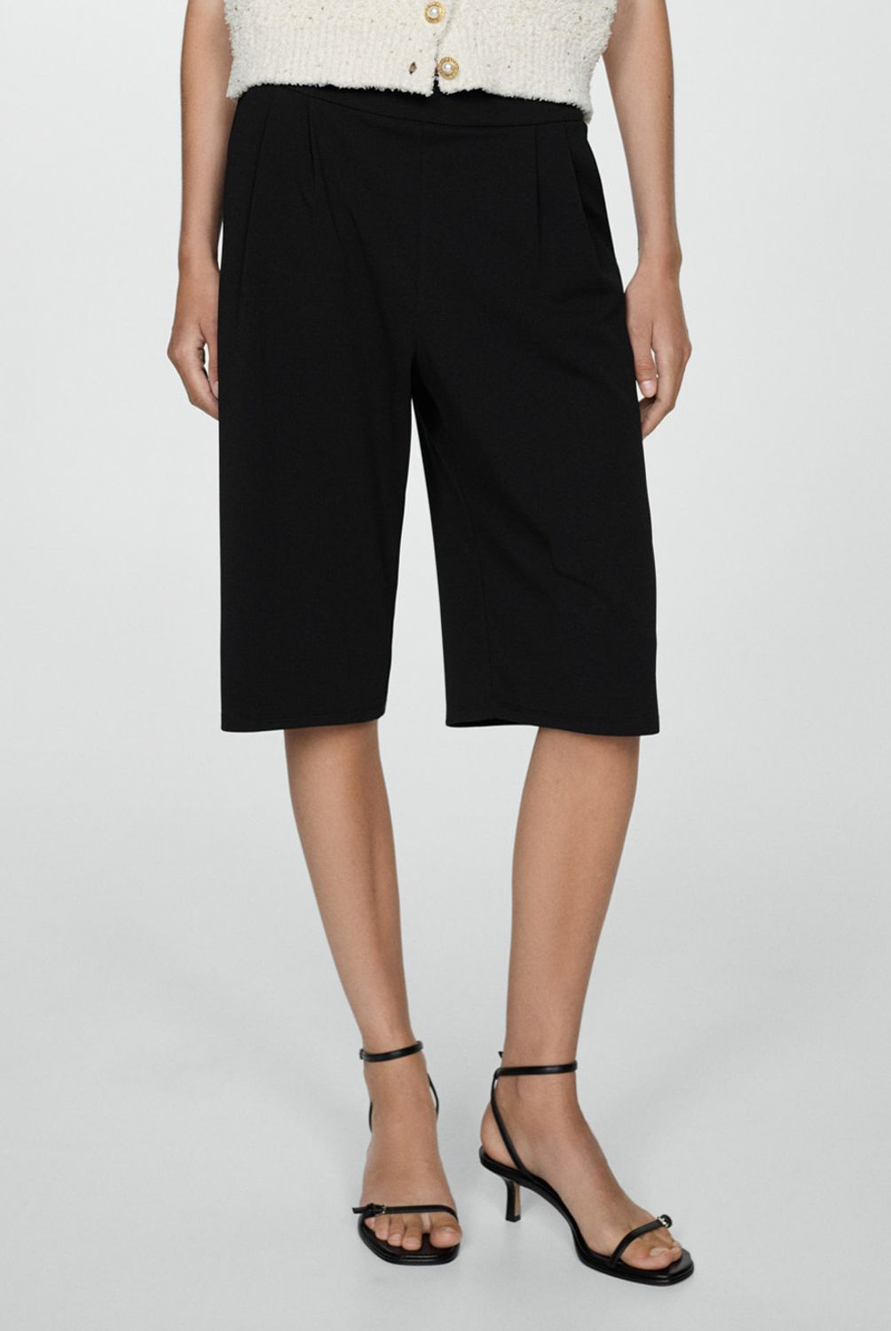 MANGO - Bermudas Pinzas Mujer Mango
