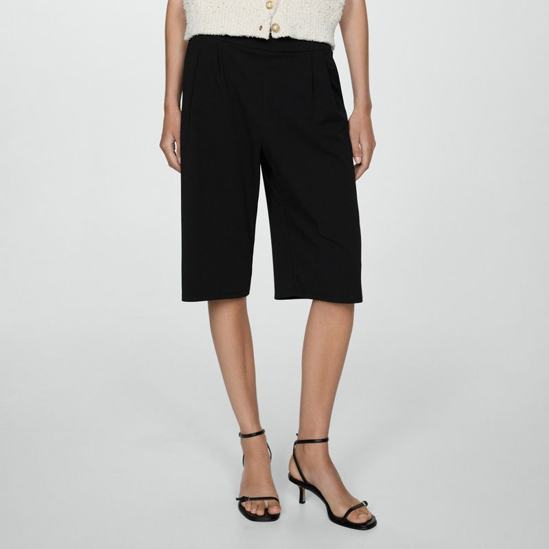 MANGO - Bermudas Pinzas Mujer Mango