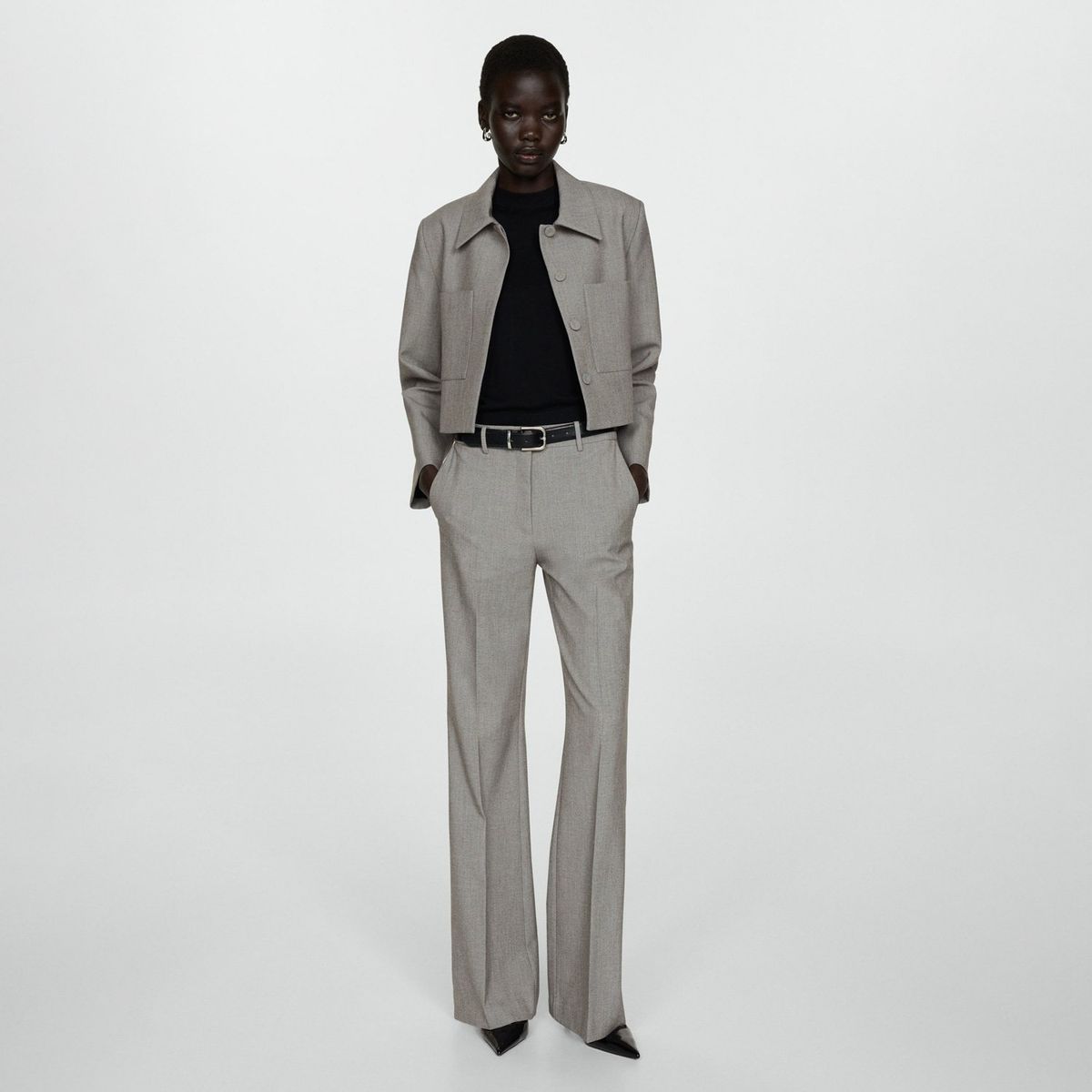 MANGO - Pantalón Acampanado Tiro Alto Mujer Mango