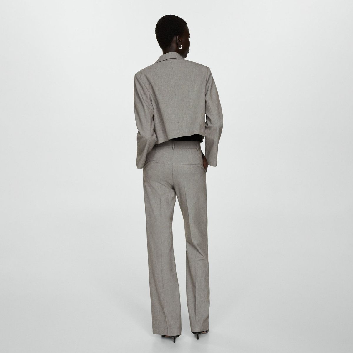 MANGO - Pantalón Acampanado Tiro Alto Mujer Mango