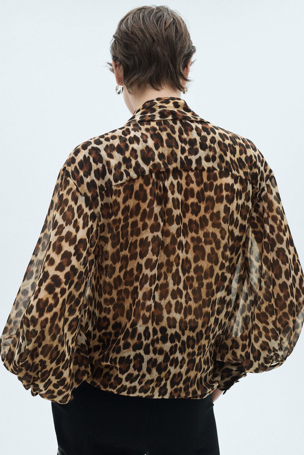 MANGO - Blusa Leopardo Lazo Cuello Mujer Mango