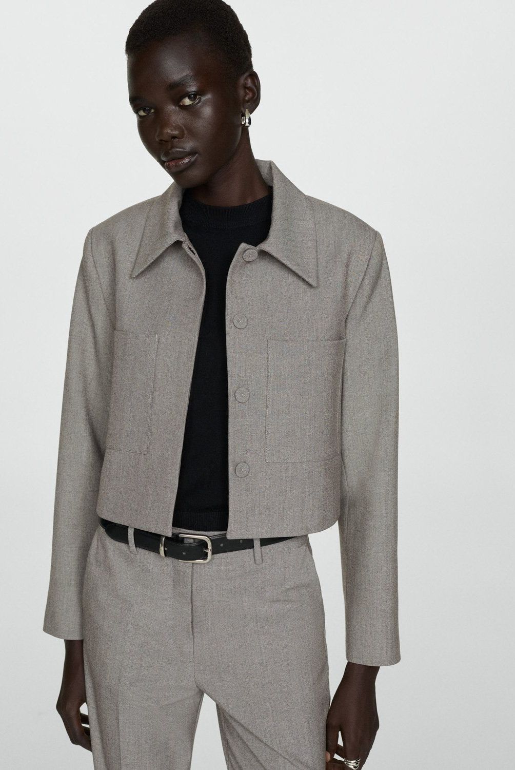 MANGO - Chaqueta Crop Bolsillos Mujer Mango