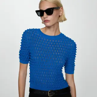 MANGO - Sweater Textura Manga Tres Cuartos Mujer
