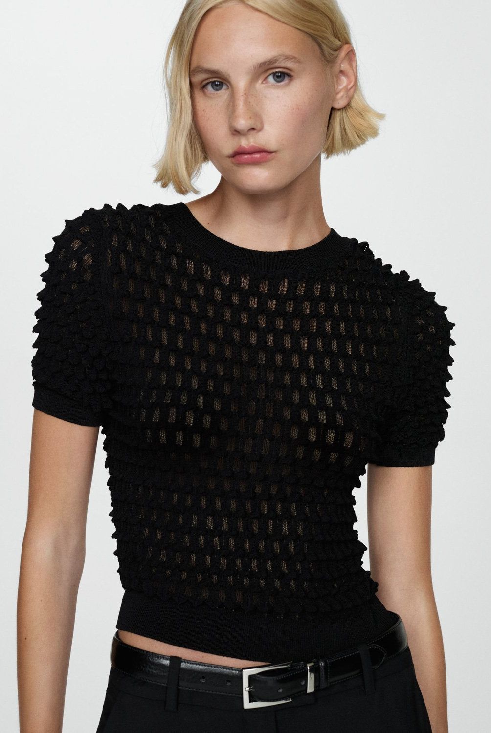 MANGO - Sweater Textura Manga Tres Cuartos Mujer Mango