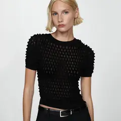 MANGO - Sweater Textura Manga Tres Cuartos Mujer