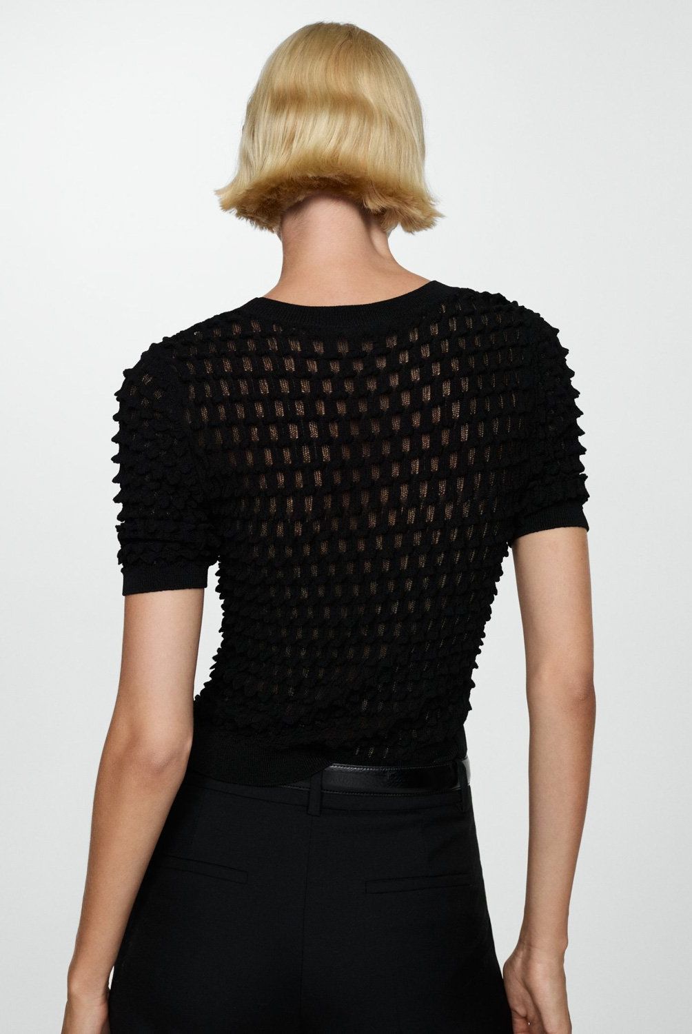 MANGO - Sweater Textura Manga Tres Cuartos Mujer Mango