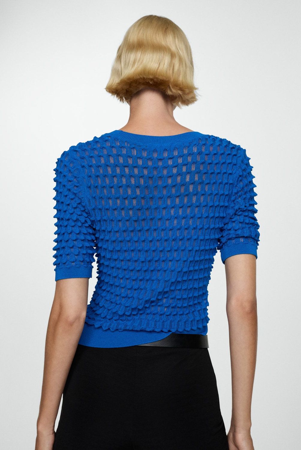 MANGO - Sweater Textura Manga Tres Cuartos Mujer Mango