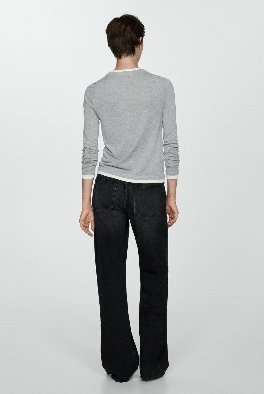 MANGO - Sweater Punto Fino Ribetes Contraste Mujer Mango