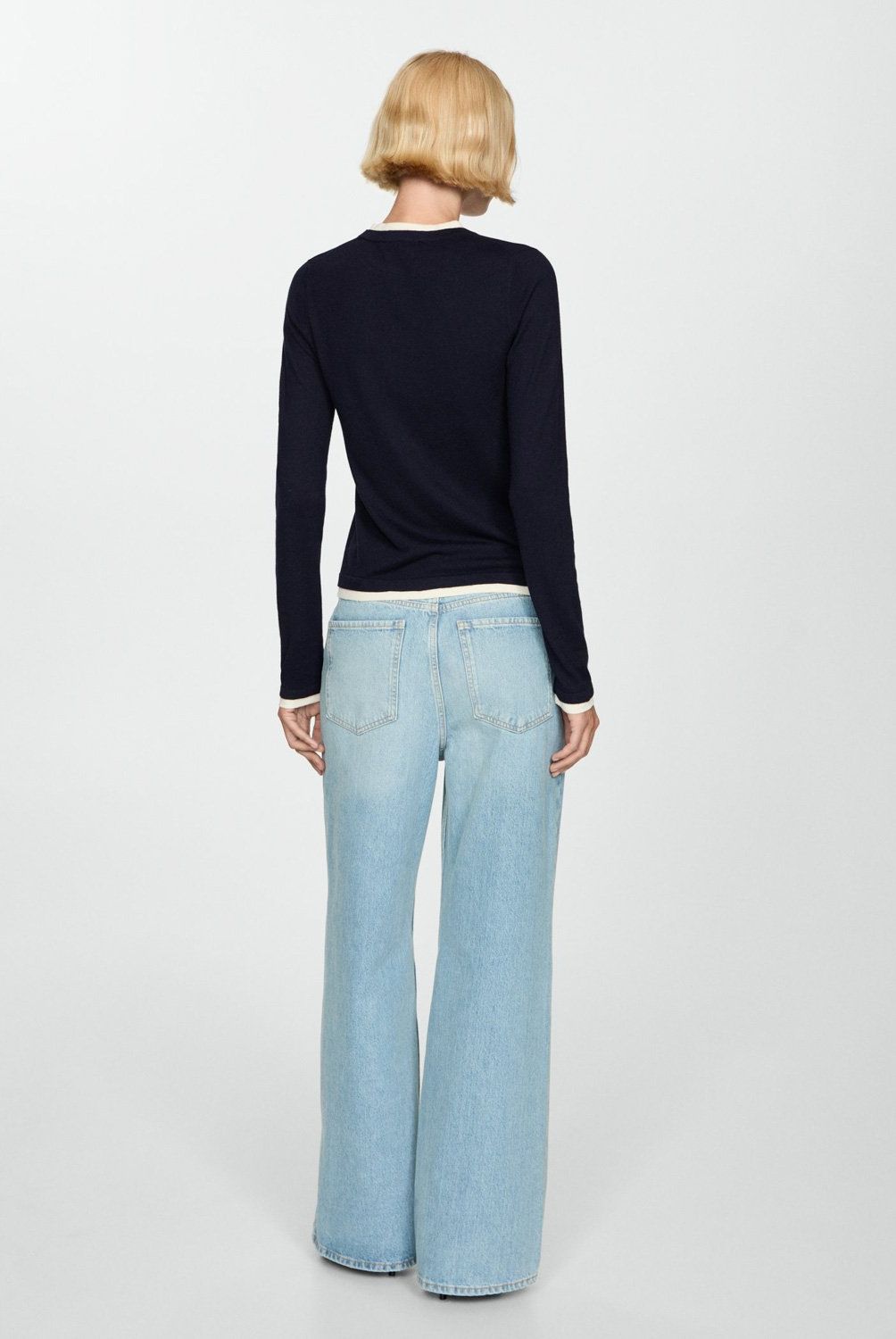 MANGO - Sweater Punto Fino Ribetes Contraste Mujer Mango