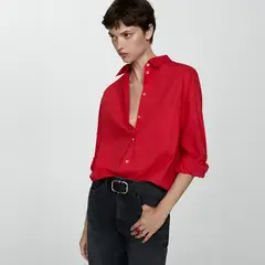 MANGO - Camisa Oversize Bolsillo Mujer
