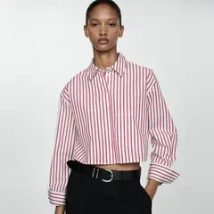 MANGO - Camisa Crop Rayas Mujer