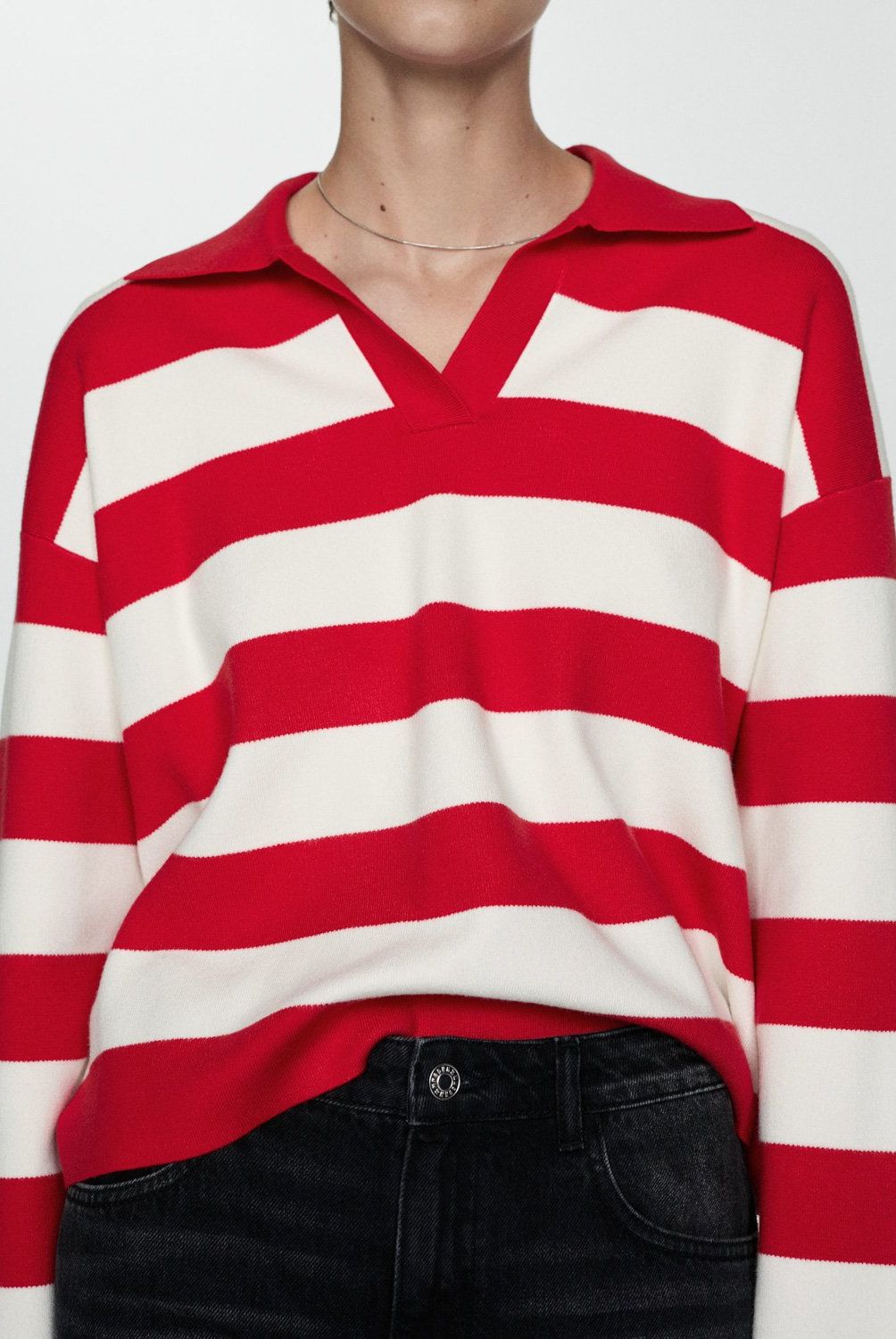 MANGO - Sweater Rayas Cuello Polo Mujer Mango