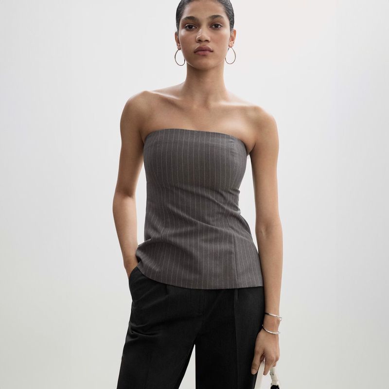 MANGO - Top Palabra De Honor Raya Diplomática Mujer Mango
