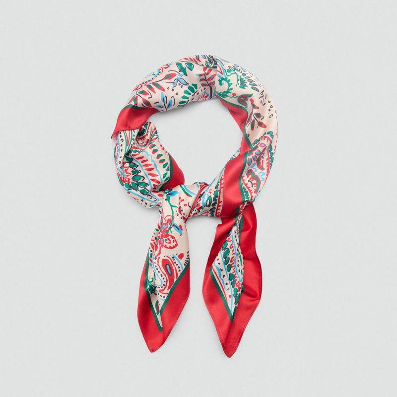 MANGO - Pañuelo Satinado Estampado Mujer Mango