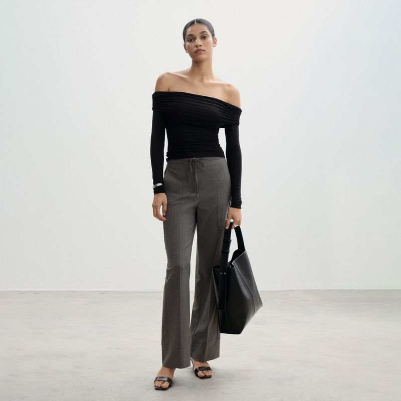 MANGO - Pantalón Recto Raya Diplomática Mujer Mango